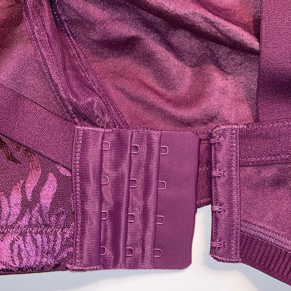 50G Wirefree Lace Purple Bra Mesh Pretty Sturdy 4 Hooks Softly Lined No Padding - Picture 6 of 10